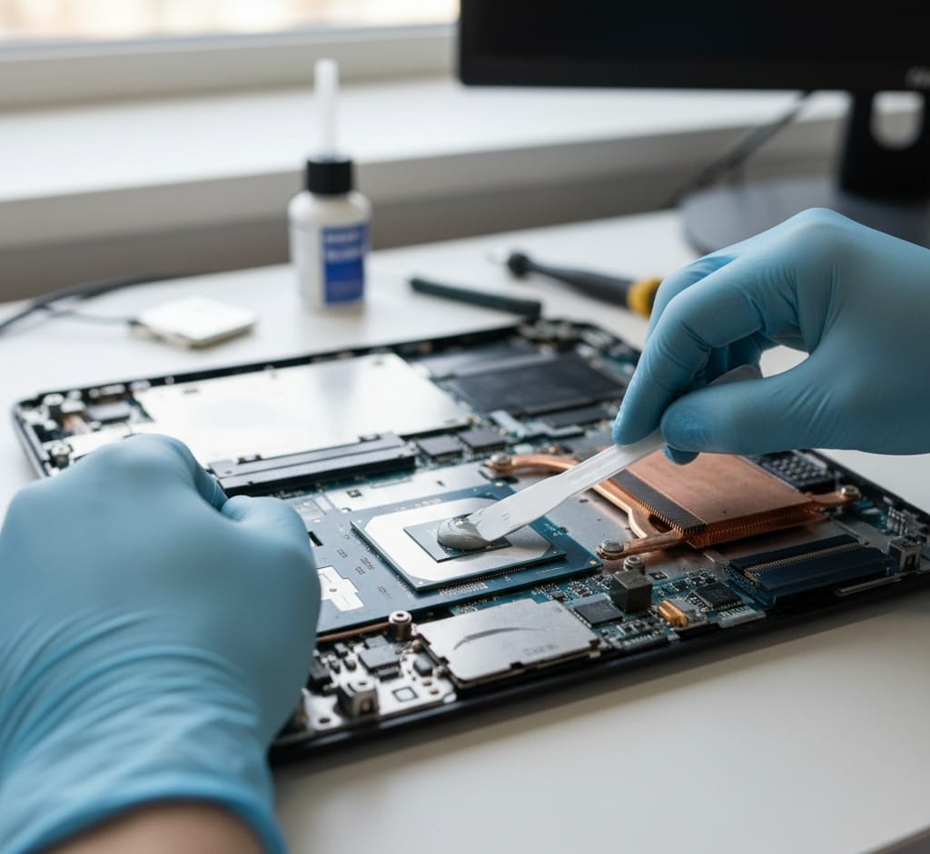 Laptop overheating fix by applying new thermal paste