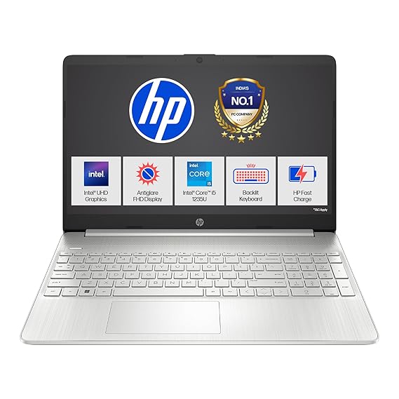 HP 15s i5 laptop silver color open view
